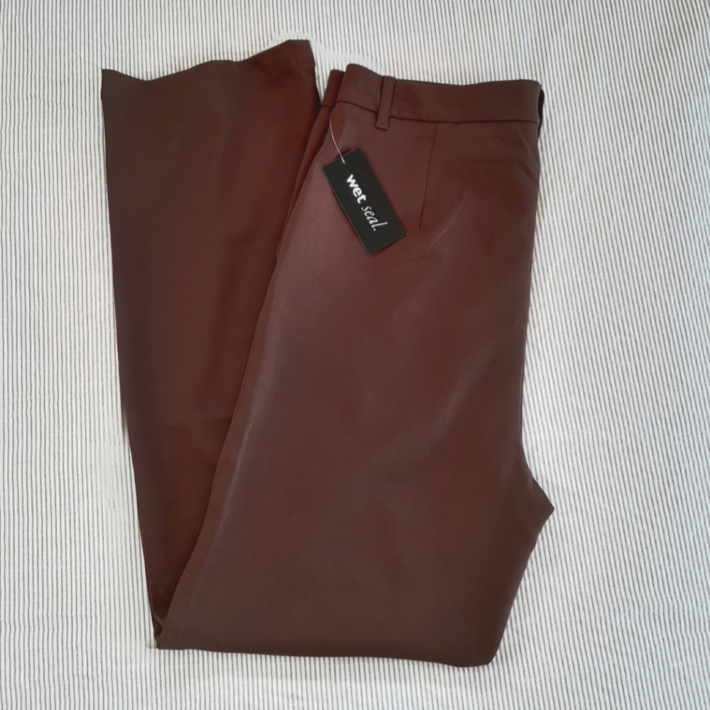 NWT Wet Seal Size L Brown High Rise Wide Leg Pants